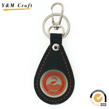 Porte-clés en cuir Keyring en métal de cadeau de promotion avec le logo de cachet